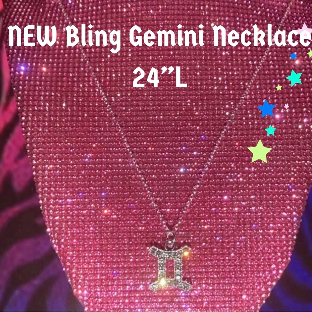 Gemini Zodiac Sign Necklace Birthday Bling Rhinestone Horoscope Astrology Y2K